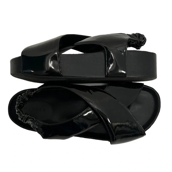 Simon Miller Dip Patent Vegan Leather Platform Slingback Sandals Black Size 8 - Picture 11 of 11